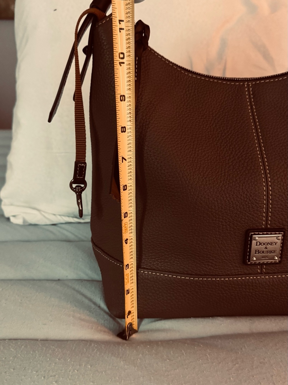 Dooney & Bourke Dark Brown Pebble Leather Shoulder Hobo - Picture 4 of 12